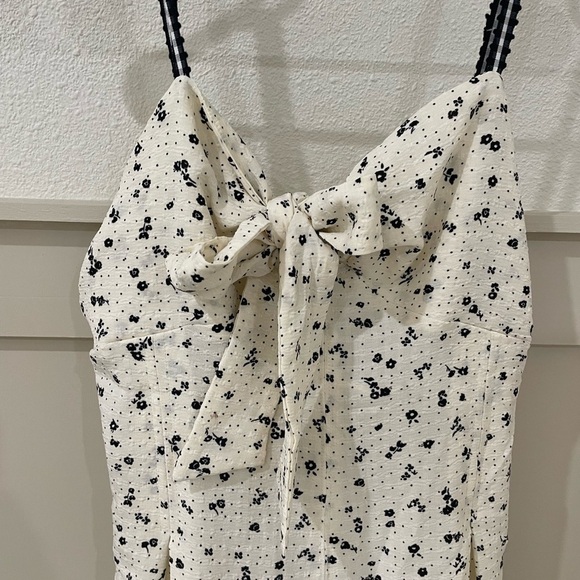 Free People Coming Home Wide Leg Romper Size XS Ivory Front Bow - Picture 7 of 15